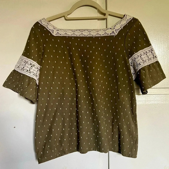 Anthropologie Maeve Venezia Textured Lace Olive Green Size‎ Small - Picture 4 of 13